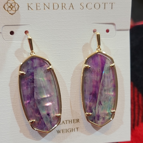NWT KENDRA SCOTT FACETED ELLE EARRINGS GOLD PURPLE MULTICOLOR - Picture 6 of 8